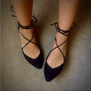 Nine West Pointed Toe Stompino Flats - Black - 9.5